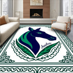 Navy Green Horse Head Crest Rug