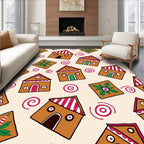 Brown Gingerbread Houses with Swirls Rug