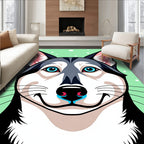Bright Blue Eyed Husky Portrait Rug