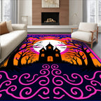 Spooky Haunted Castle Sunset Clouds Rug