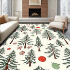 Festive Forest Scene Red Green Accent Rug