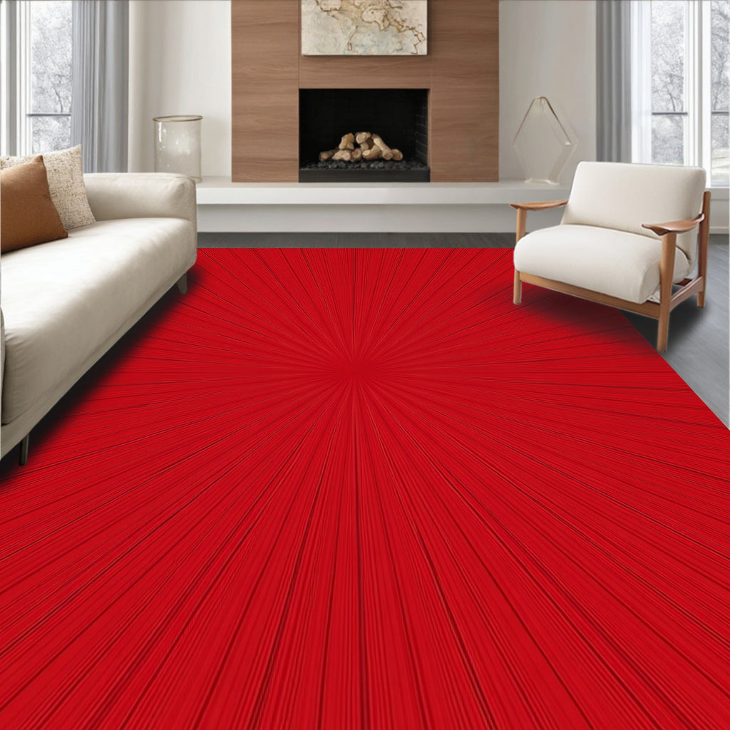 Radiant Crimson Sunburst Rug