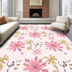 Pink Gold Snowflake Twirl Accent Rug