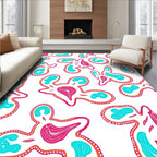 Pink Teal Organic Amoeba Whimsical Rug