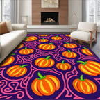 Orange Pumpkin Swirls With Purple Background Rug