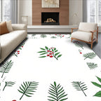 Green Red Berry Leafy Branch Border Rug
