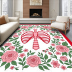 Pink Ribcage Floral Garden illustration Rug