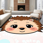 Cute Hedgehog Face Blush Pink Background Rug