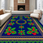 Deep Blue Berry Garland Floral Rug