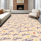 Scripted Star Navy Calligraphy Rug