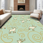 Whimsical White Reindeer Swirls Rug
