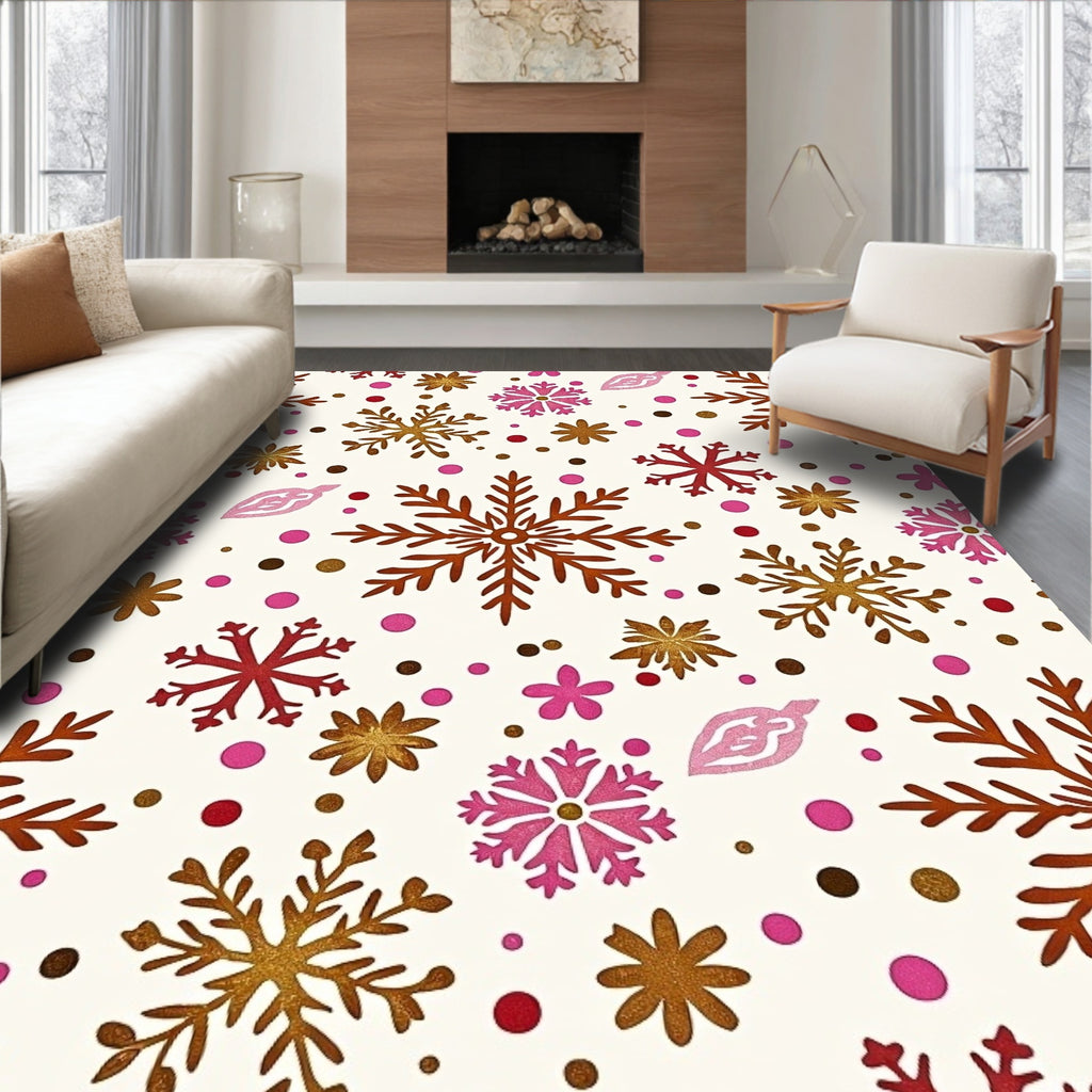 Bronze Pink Festive Snowflake Garland Rug