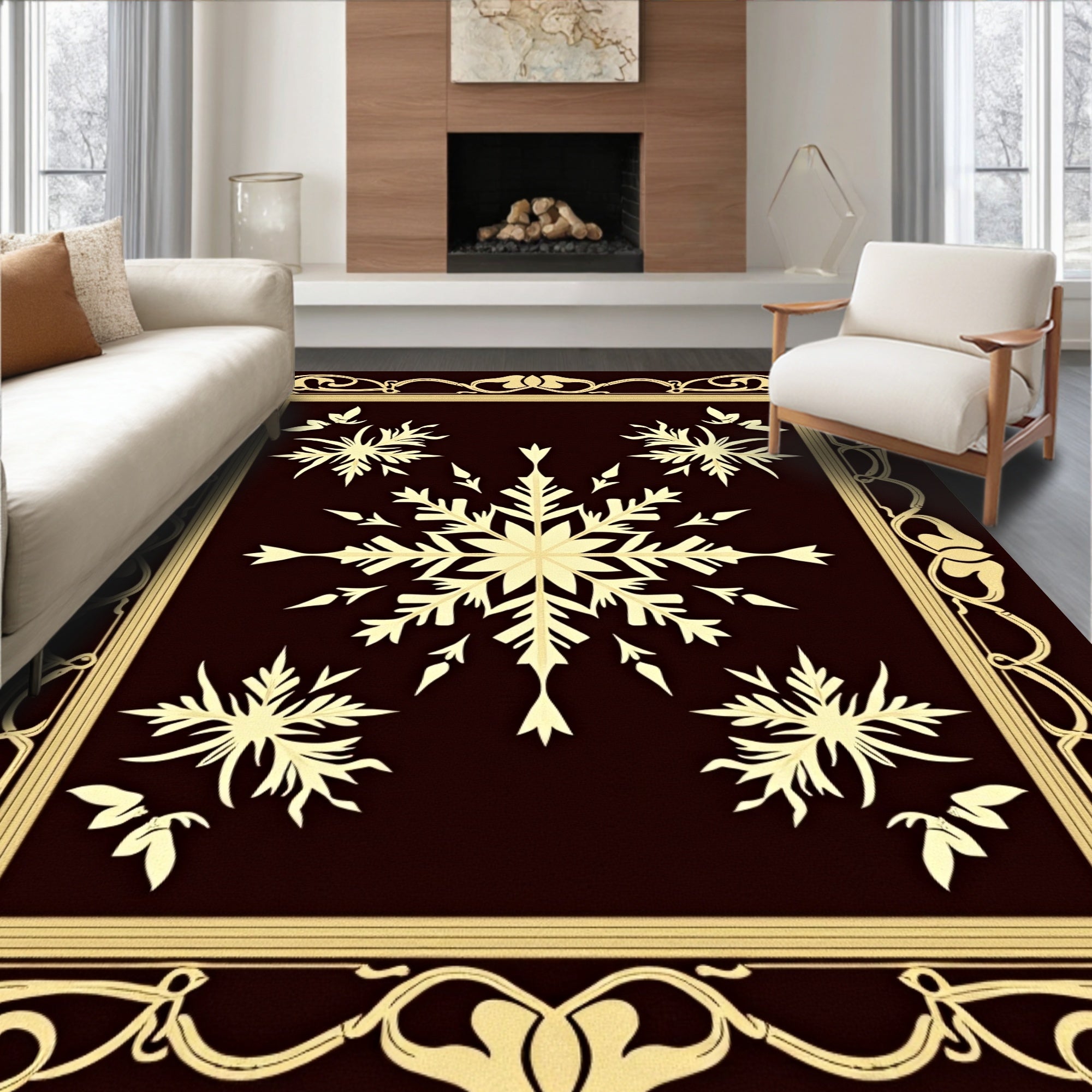 Gilded Snowflake Bordered Classic Rug