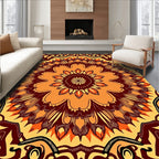 Vibrant Orange and Brown Mandala Rug