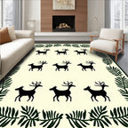 Forest Green Deer Silhouette Border Rug