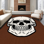 Creepy White Skull Brown Sunburst Rug