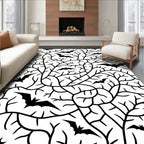 Black Bats Entangled Branches Background Rug