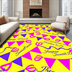 Yellow Pink Blue Bunting Hearts Rug
