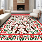 Festive Penguin Holiday Border Rug