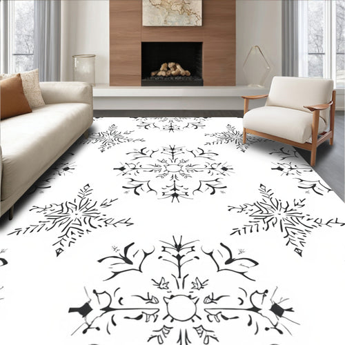 Black and White Snowflake Harmony Rug
