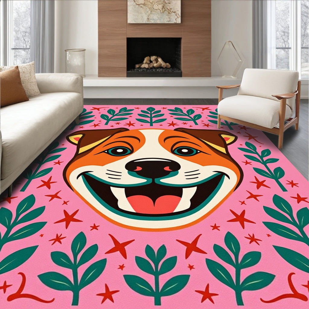 Joyful Pink Dog Garland Flora Rug