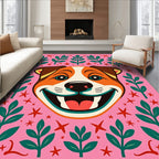 Joyful Pink Dog Garland Flora Rug