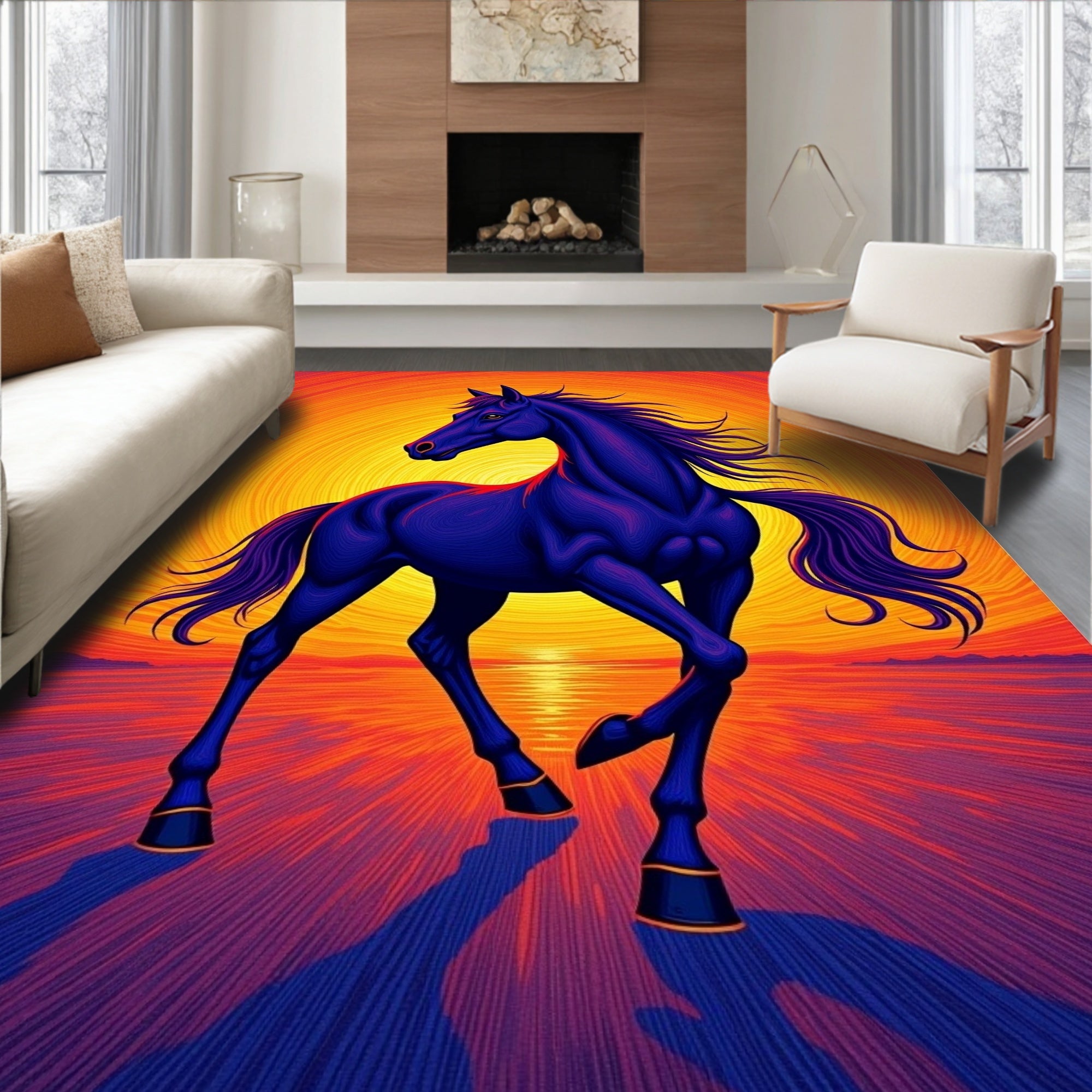 Midnight Horse Sunset Radiance Rug