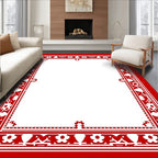 Crimson Classic Floral Bordered Rug