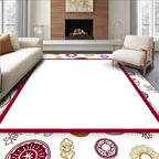 Burgundy Gold Mandala Swirl Medallions Rug