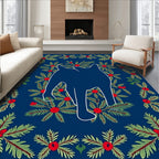 Midnight Blue Forest Cat Silhouette Rug