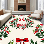 Crimson Berry Wreath with Red Bows Rug