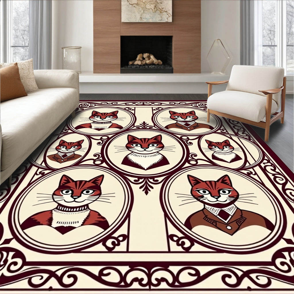 Crimson Tabby Cats Portrait Collection Rug