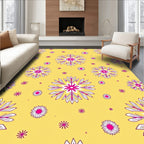 Vibrant Yellow Pink Starbursts Rug