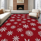 Winter White Snowflake Collage Background Rug