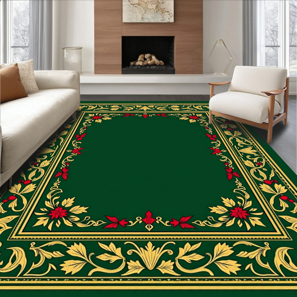 Vintage Gold Red Floral Border Rug