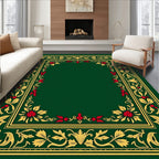 Vintage Gold Red Floral Border Rug