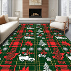 Red Green Plaid Festive Holiday Truck Rug