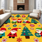 Cheery Gnomes and Trees Holiday Scene Rug