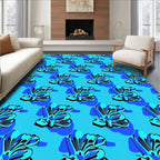 Ocean Blue Tropical Floral Repeat Rug