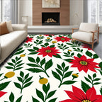 Red Poinsettia Botanical Repeat Rug