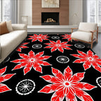 Bold Red Floral Starburst Rug