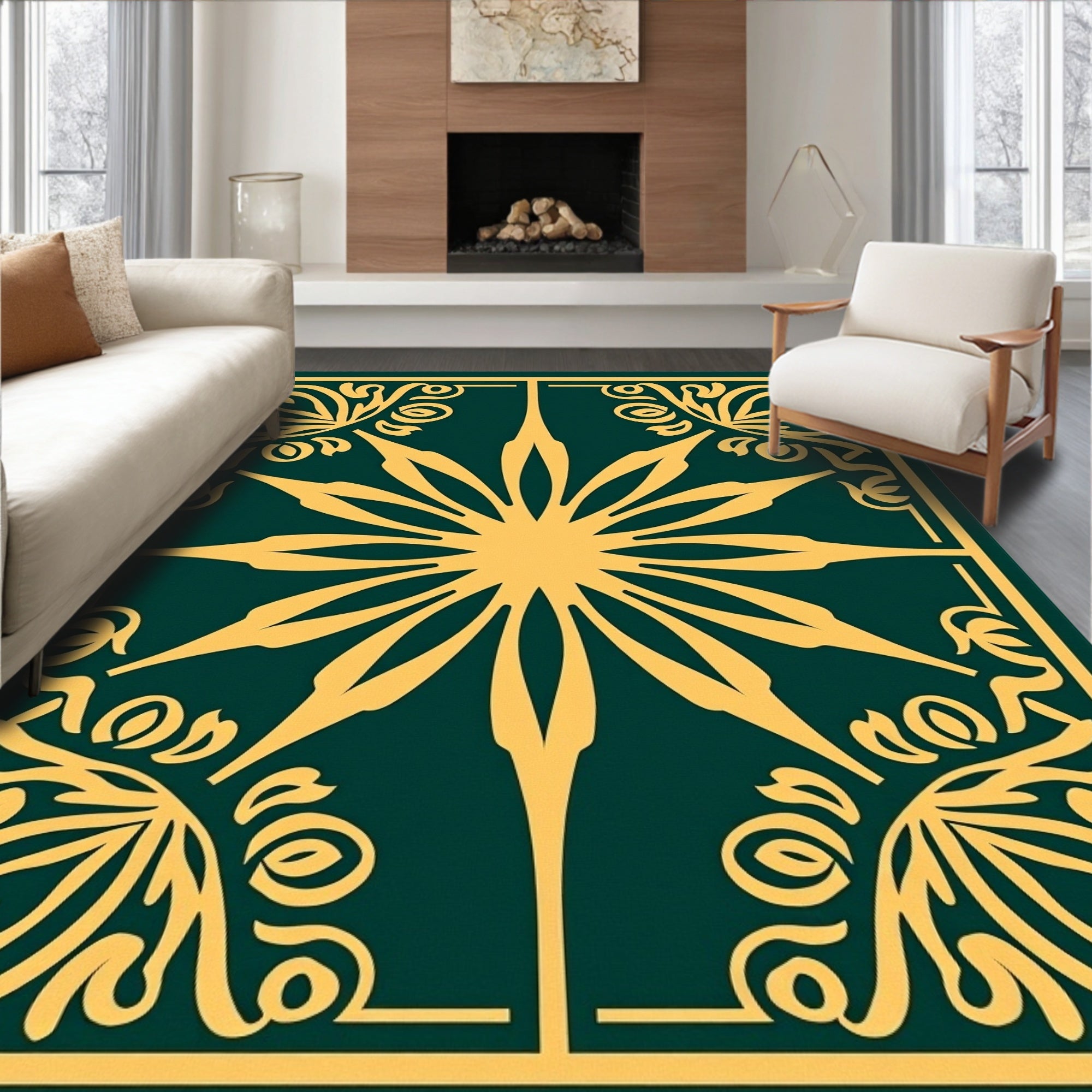 Golden Forest Starburst Medallion Rug