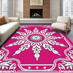 Vibrant Magenta Floral Sunburst Rug