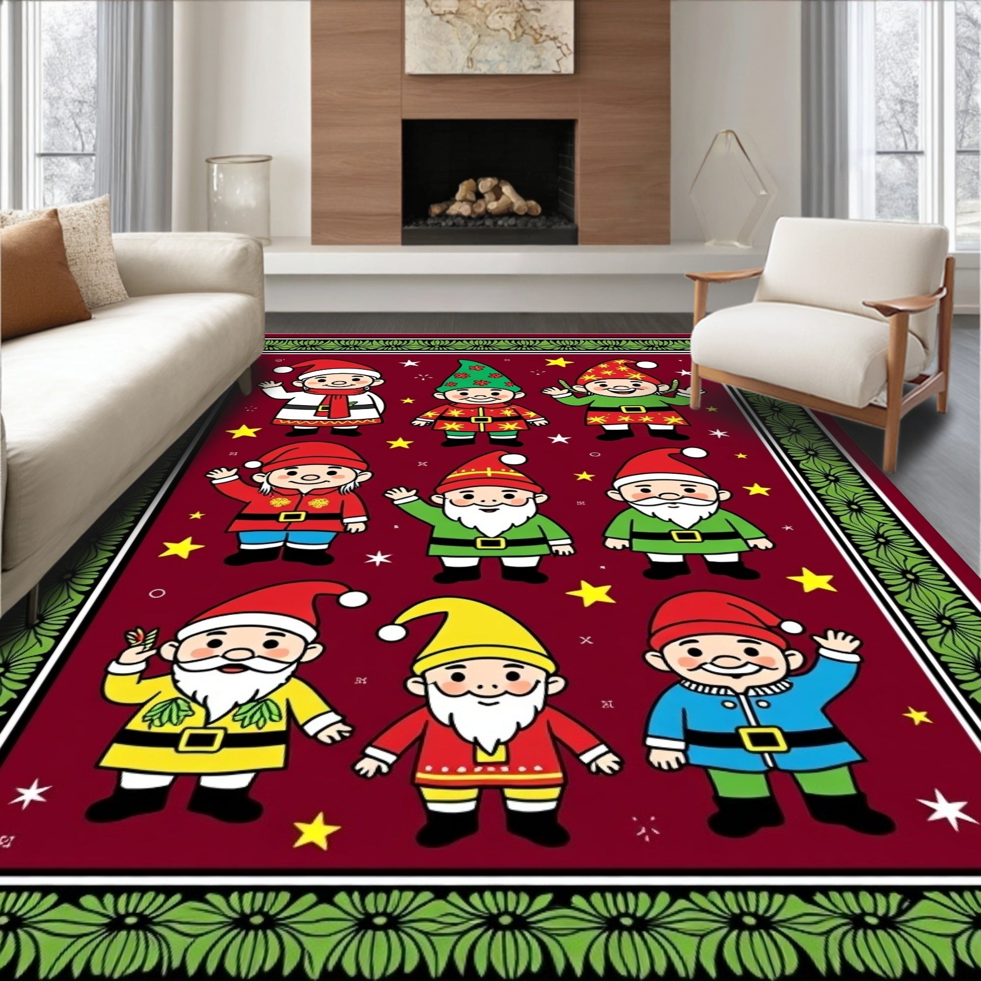 Festive Folklore Gnome Collection Red Rug