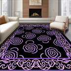 Lavender Floral Bloom Border Rug