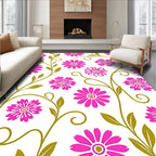 Pink Daisy Vine Swirls Rug