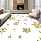Golden Snowflake Scattered Background Rug
