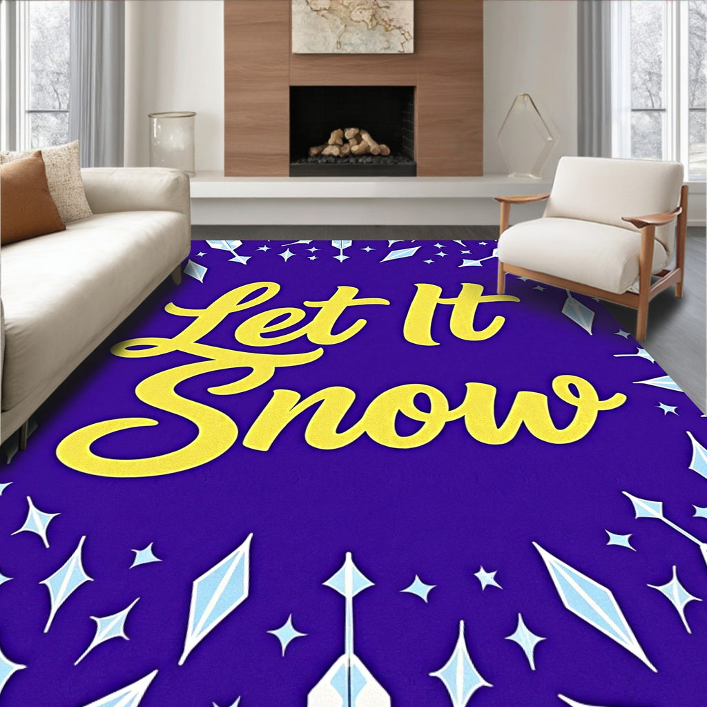 Yellow Let It Snow Snowflake Rug