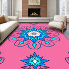 Vibrant Pink Blue Geometric Medallion Rug