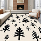Black Pine Forest Scattered Scatter Rug